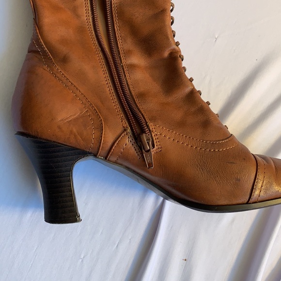 Leather Boots with Three Inch Heel - Picture 4 of 10